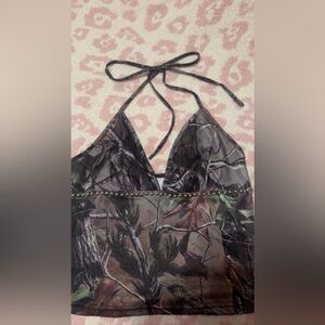 y2k camo top medium